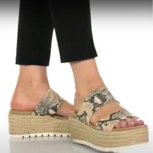 J/Slides Quinzel Sandals Embossed Animal Print Jute Wrap Platform. Size: 8.5.